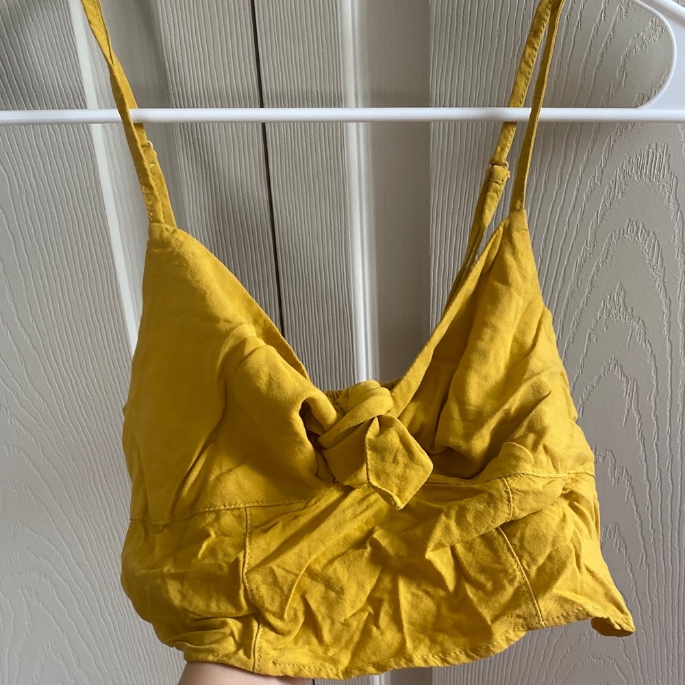 Pull&Bear Mustard Smocked Detail Top